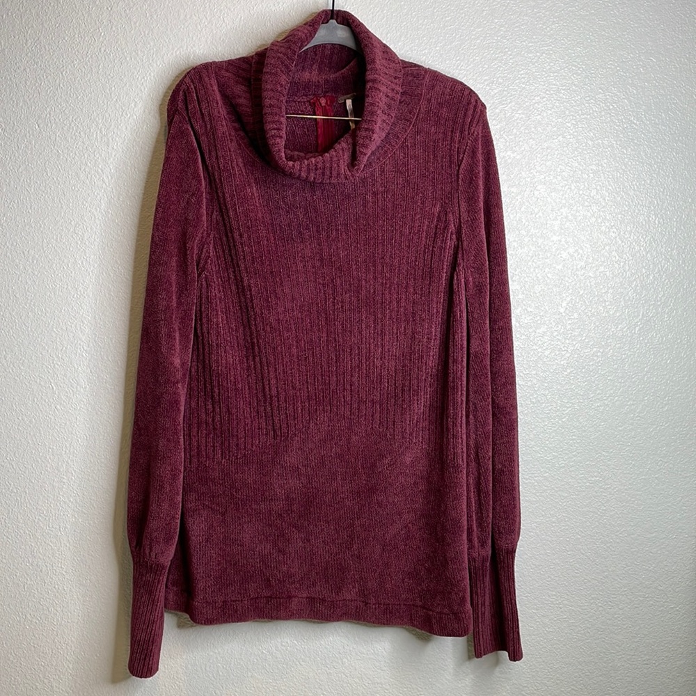 Free People Burgundy Cowl Neck Sweater